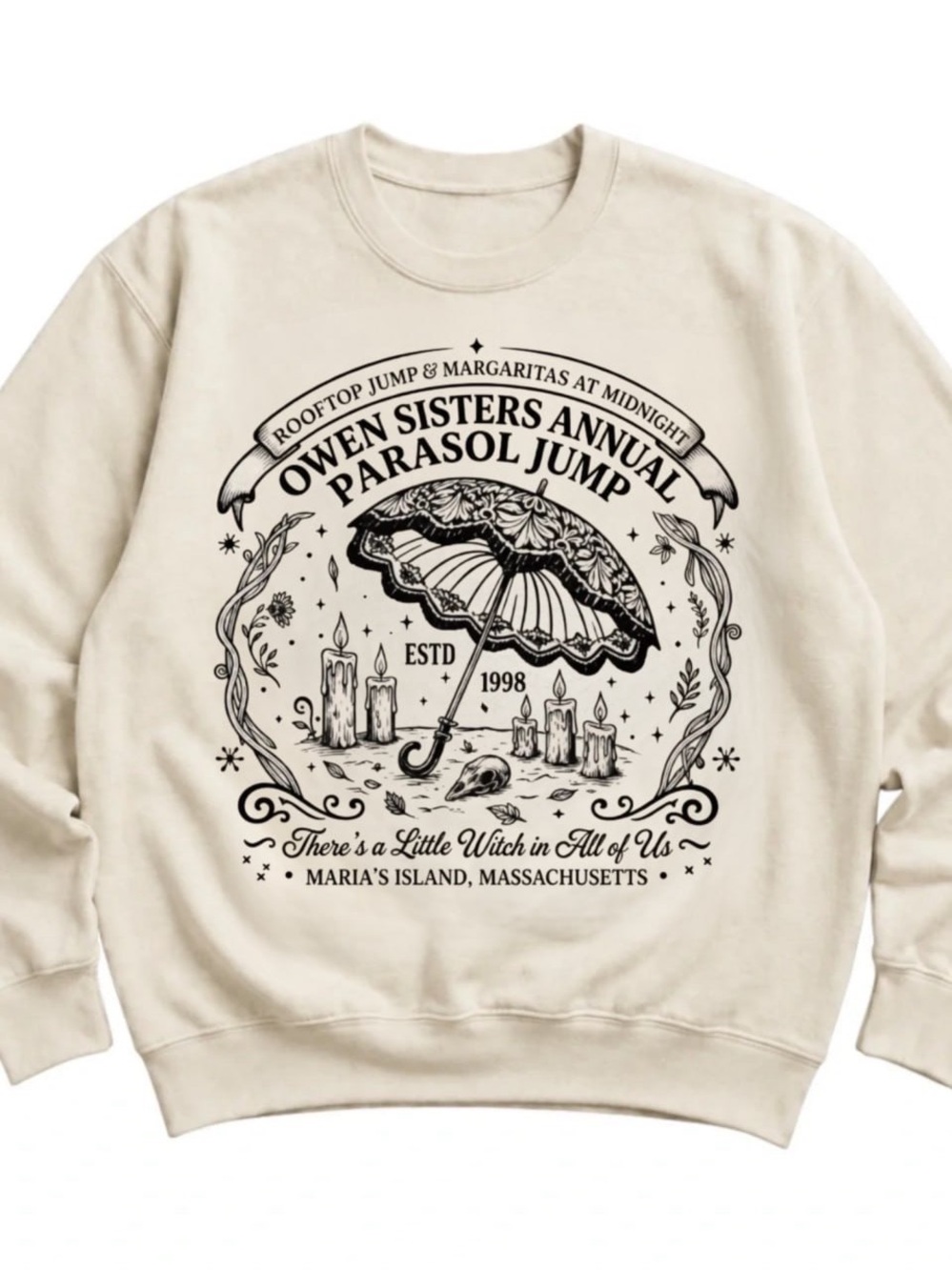 Cream Crewneck with Parasol Graphic